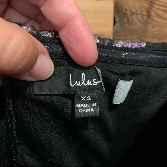 Lulus All Romance Black Floral Jacquard Strapless High-Low Gown Black/Lilac - XS - Picture 11 of 15